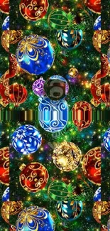 Colorful ornament wallpaper with vibrant holiday patterns.