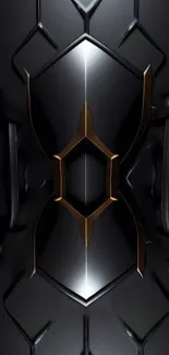 Futuristic black armor design with sleek geometric patterns.