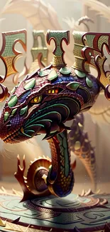 Vibrant dragon artwork wallpaper with intricate details.