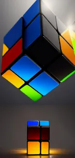 Colorful 3D cube design for mobile wallpaper.