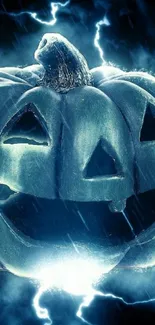 Halloween pumpkin with lightning effect wallpaper.