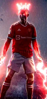 Electric crowned soccer player with lightning.