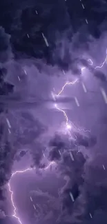 Purple lightning storm wallpaper with vibrant clouds.