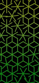 Dynamic geometric green gradient abstract wallpaper with bold patterns.