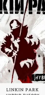 Linkin Park Hybrid Theory album cover wallpaper with maroon and white tones.