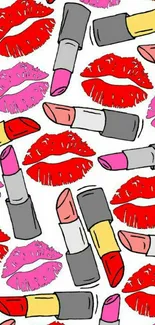 Colorful lipstick and lip print pattern.