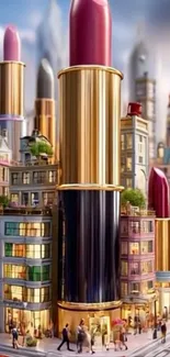 Lipstick skyscrapers in a fantasy cityscape.