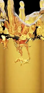 Golden liquid splash on black background