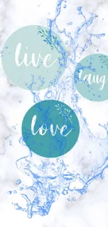 Live Laugh Love watercolor wallpaper with marble background.