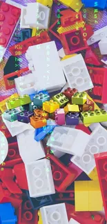 Colorful LEGO blocks scattered with code overlay.