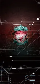 Liverpool FC emblem digital wallpaper with dark red background.