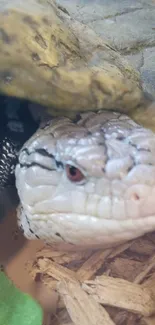 Lizard hiding under rock in natural habitat wallpaper.