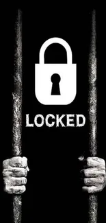 Dark wallpaper with padlock symbol and 'locked' text.