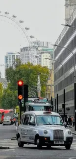 London street scene with iconic landmarks and bustling city life.