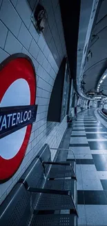 London Waterloo station with subway train.