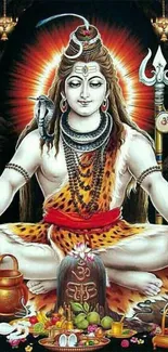 Divine Lord Shiva meditative mobile wallpaper.