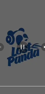 Lost Panda wallpaper with a panda design in headphones on a gray background.