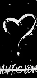 Black wallpaper with heart question mark design.