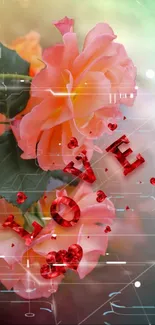 Romantic pink roses wallpaper with love theme for mobile.