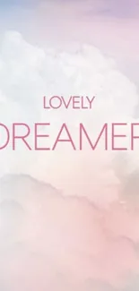 Lovely Dreamer pastel cloud wallpaper with text