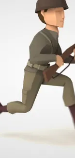 Low-poly soldier running with a rifle against a neutral background.