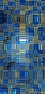 Intricate blue abstract geometric wallpaper for phones.