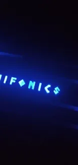 Luminous blue tech design with glowing text on dark background.