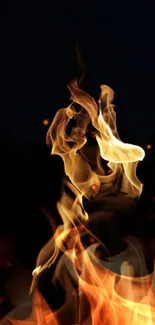 Luminous flame against a dark background, perfect for mobile wallpaper.