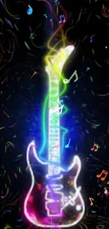 Luminous guitar with neon lights wallpaper for phones.