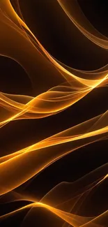 Abstract orange and black wave wallpaper.