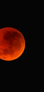 Stunning image of a red lunar eclipse against a dark starry sky.