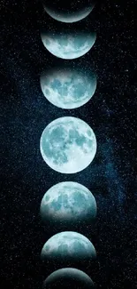 Moon phases against starry background wallpaper.