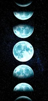 Phases of the moon in a starry night sky wallpaper.