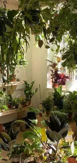 A lush indoor garden filled with diverse houseplants.