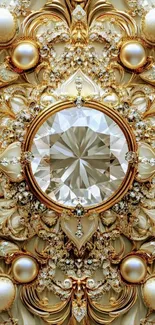 Luxurious baroque wallpaper with diamond and gold.