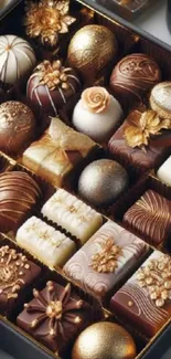 Luxurious chocolate box with gold accents