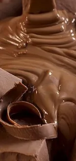 Luxurious chocolate swirl wallpaper for mobile.