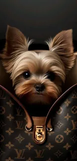 Yorkshire Terrier in designer handbag wallpaper.