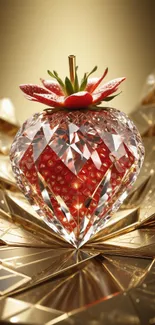 Crystal strawberry with gold background