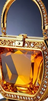Gold handbag with gemstones sparkling elegantly.