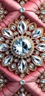 Luxurious gemstone patterned wallpaper with diamonds.