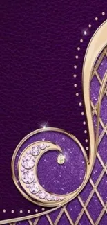 Luxurious purple and gold wallpaper with intricate designs.