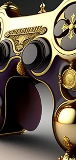 Luxurious gold and black gaming controller wallpaper
