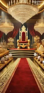 Lavish wallpaper showing a grand golden throne room.