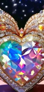 Luxurious gemstone heart with dazzling jewels in a sparkling design.