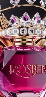 Luxurious pink and jewel perfume bottle.