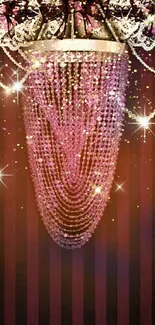 Pink beaded chandelier with lace decoration mobile wallpaper.