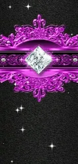 Luxurious purple and black wallpaper with diamond accent design.