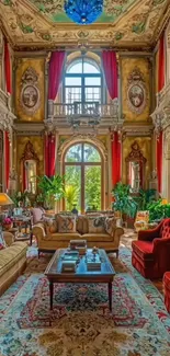 Luxurious vintage living room with elegant decor.