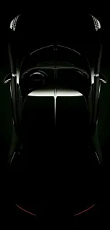 Silhouette of a luxury car in minimalistic black and white design.